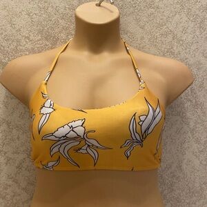 SHEIN Bright Yellow Floral Bikini Top